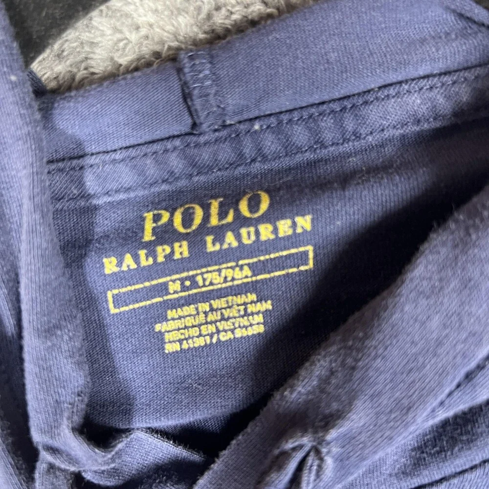 Polo Ralph Lauren Hoodie Mens Medium Blue Lightweight Jersey Pullover Logo